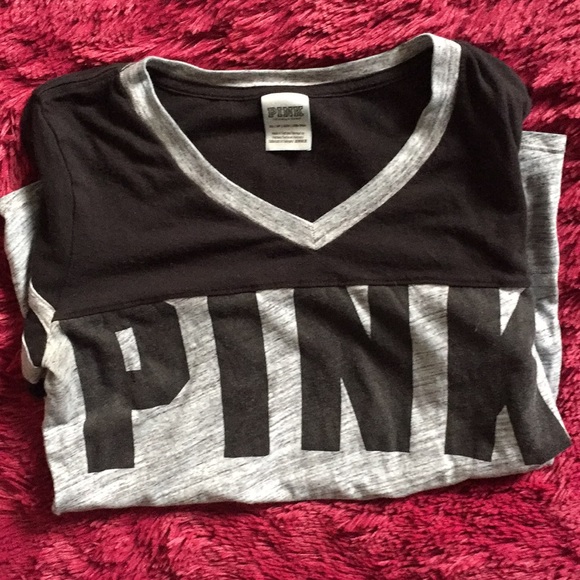 PINK Victoria’s Secret grey & black v-cut t-shirt - Picture 7 of 7